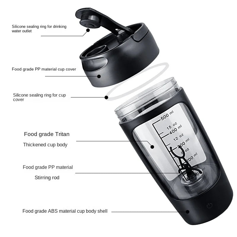 22Oz Electric  Shaker Bottles For Protein USB-Rechargeable Protein Shakes Powerful Blender Bottles For Protein Coffee Milk