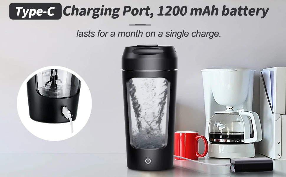 22Oz Electric  Shaker Bottles For Protein USB-Rechargeable Protein Shakes Powerful Blender Bottles For Protein Coffee Milk